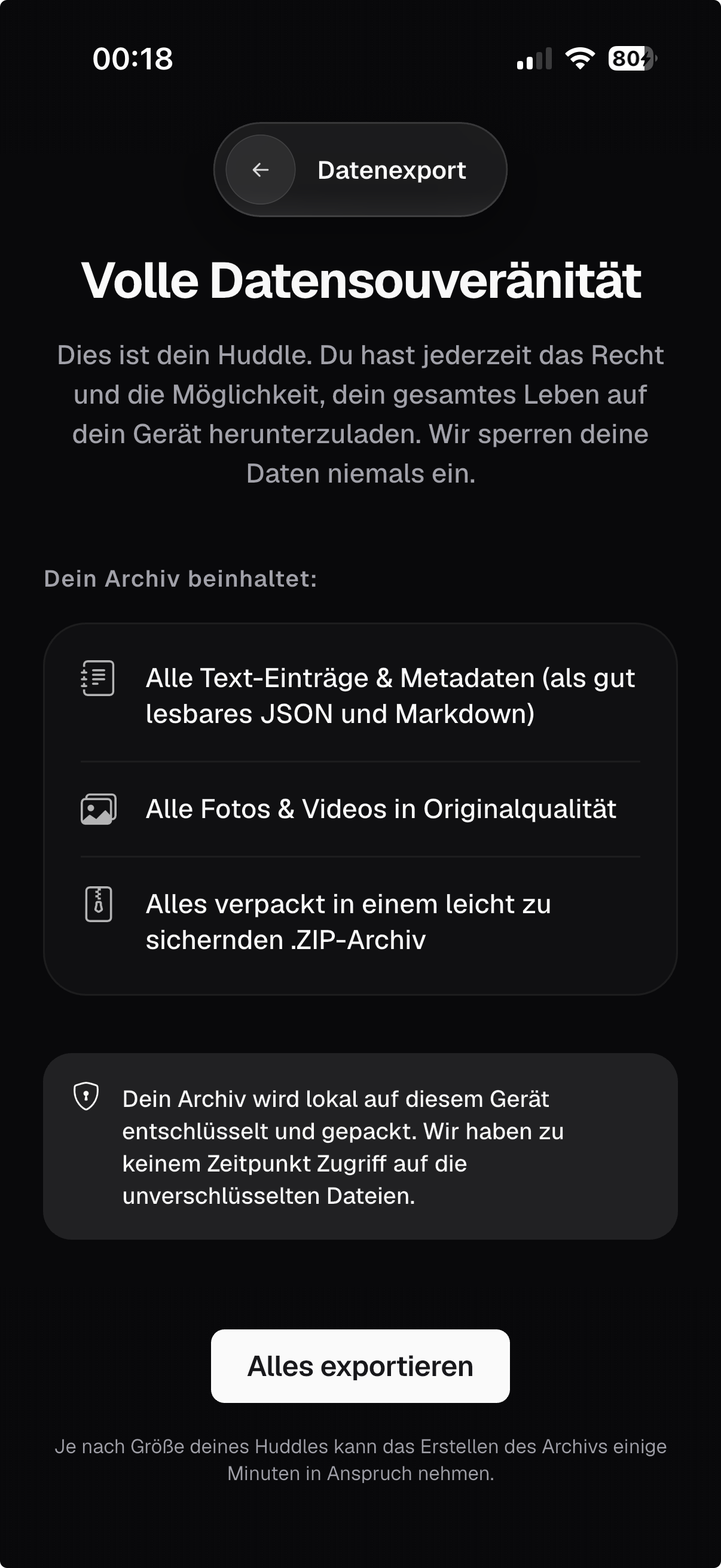 Data Export Screenshot